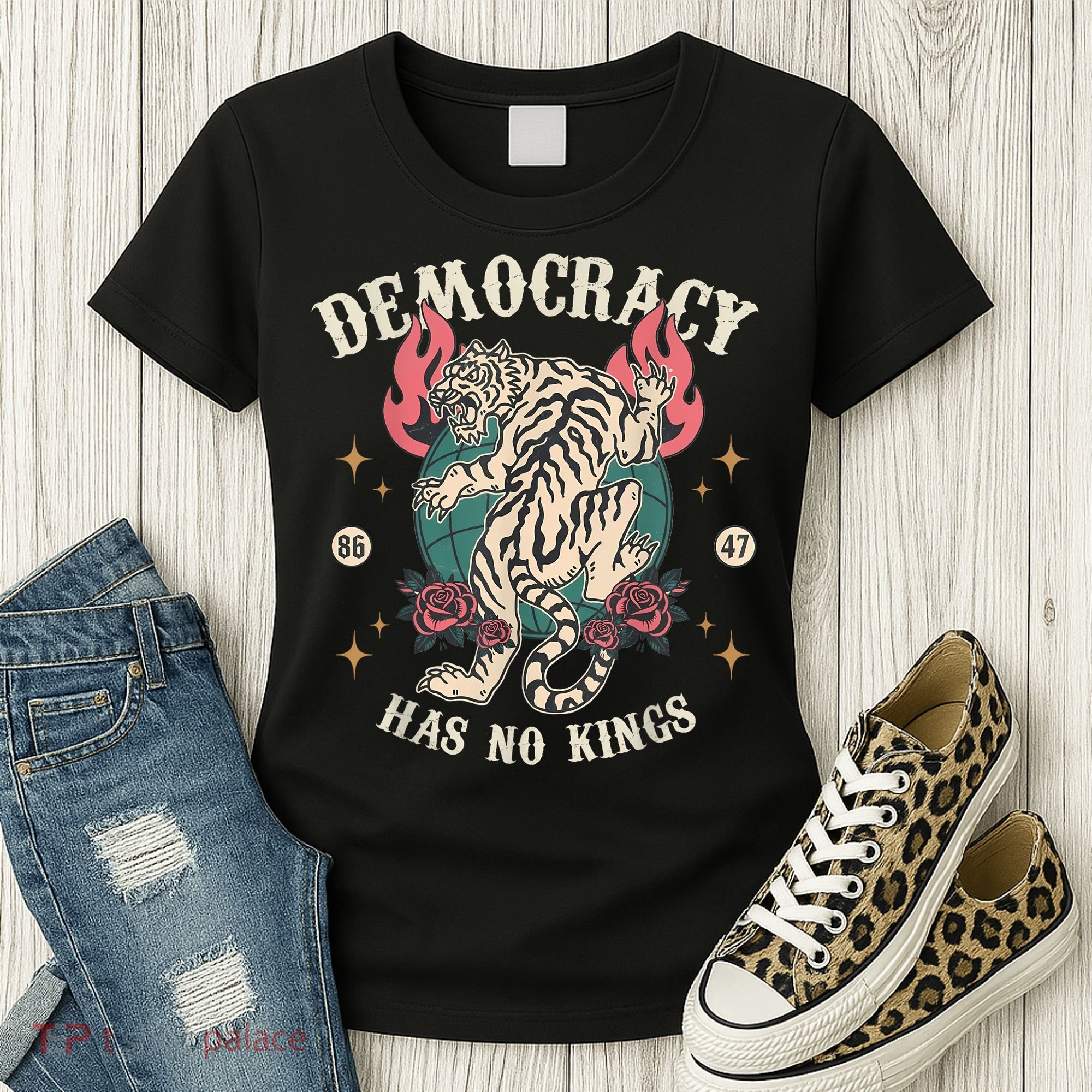 Democracy Has No Kings 86 47 Tiger Women's T-Shirt