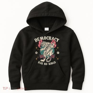 Democracy Has No Kings 86 47 Tiger Kids Hoodie