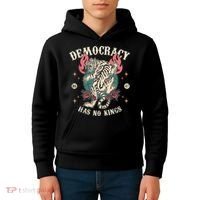 Democracy Has No Kings 86 47 Tiger Kids Hoodie thumb 4