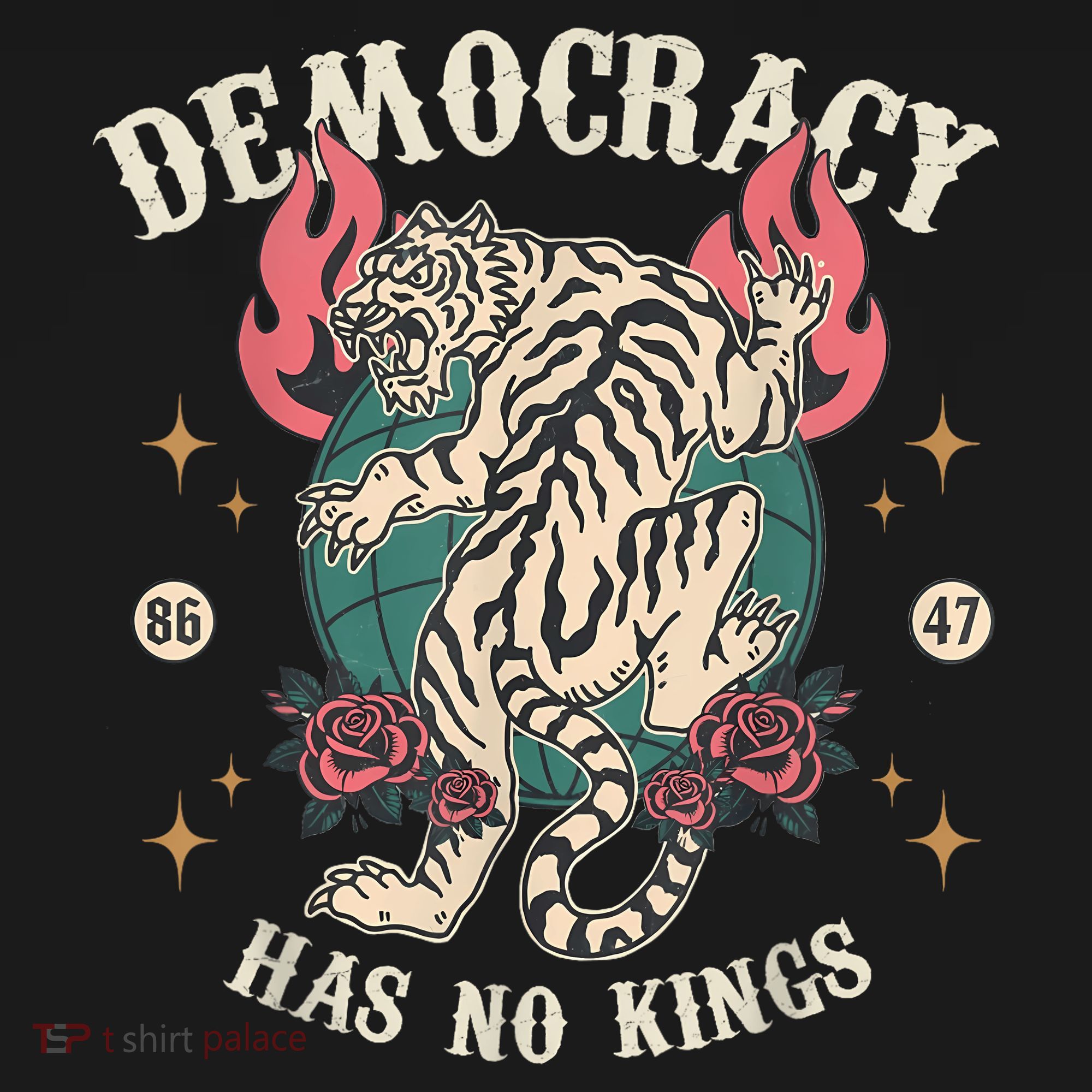 Democracy Has No Kings 86 47 Tiger Kids Hoodie