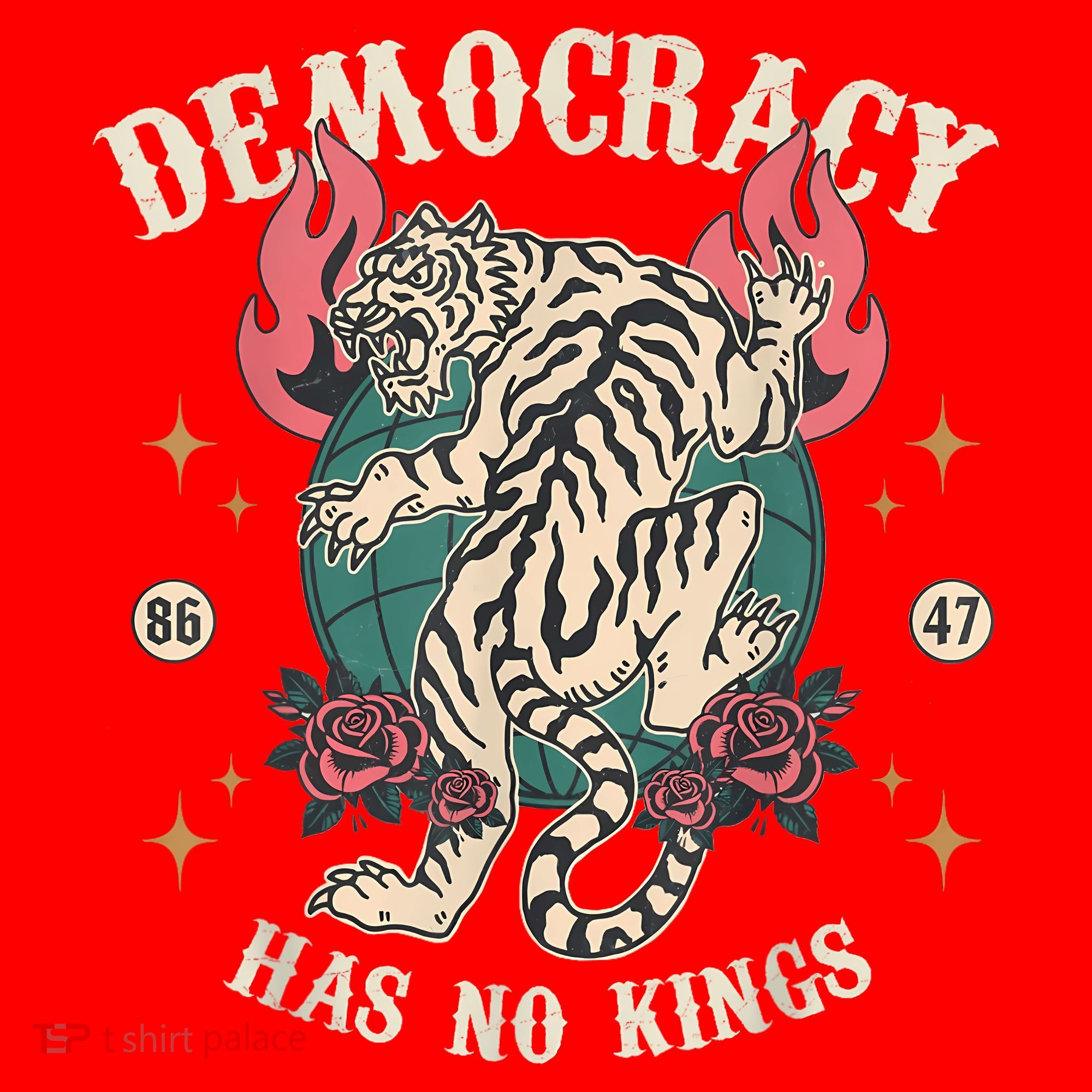 Democracy Has No Kings 86 47 Tiger Santa Hat