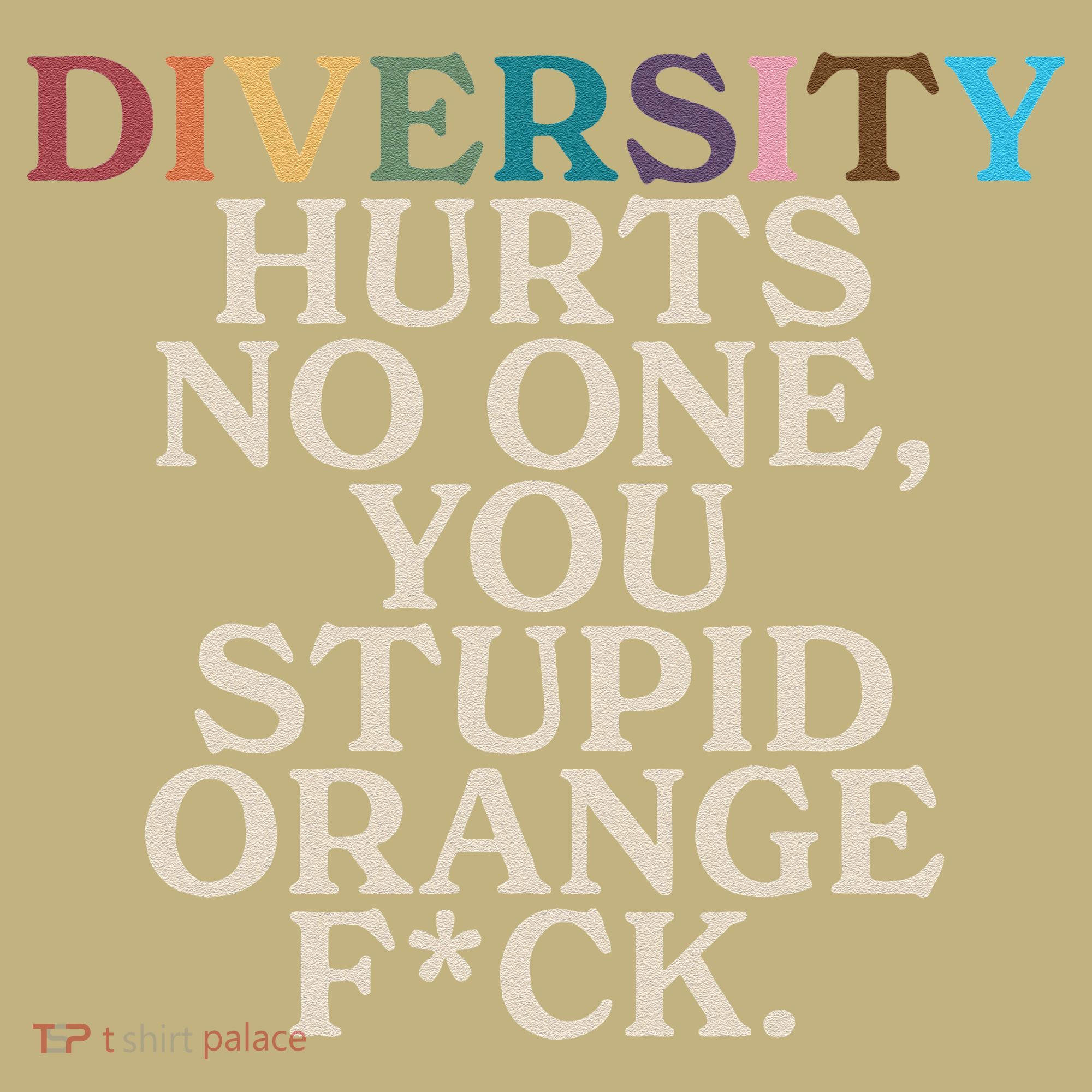Diversity Hurts No One You Stupid Orange Fck Funny Slogan Polo