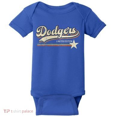 Dodgers Heart Name Baby Bodysuit