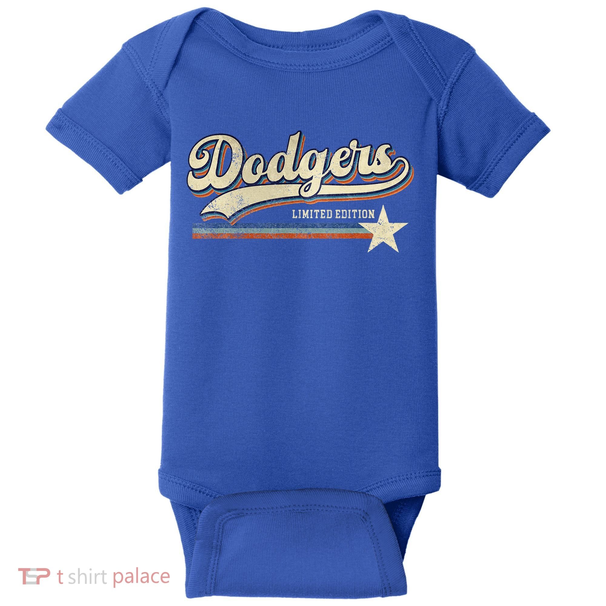 Dodgers Heart Name Baby Bodysuit