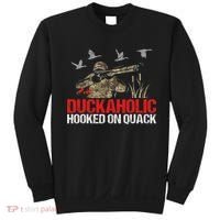 Duckoholic Hooked On Quack Funny Duck Hunting Hunter Gift Sweatshirt thumb 0