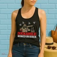 Duckoholic Hooked On Quack Funny Duck Hunting Hunter Gift Women's Tank Top thumb 2