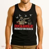 Duckoholic Hooked On Quack Funny Duck Hunting Hunter Gift Tank Top thumb 3