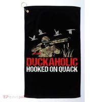Duckoholic Hooked On Quack Funny Duck Hunting Hunter Gift Golf Towel thumb 0