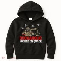 Duckoholic Hooked On Quack Funny Duck Hunting Hunter Gift Kids Hoodie thumb 0