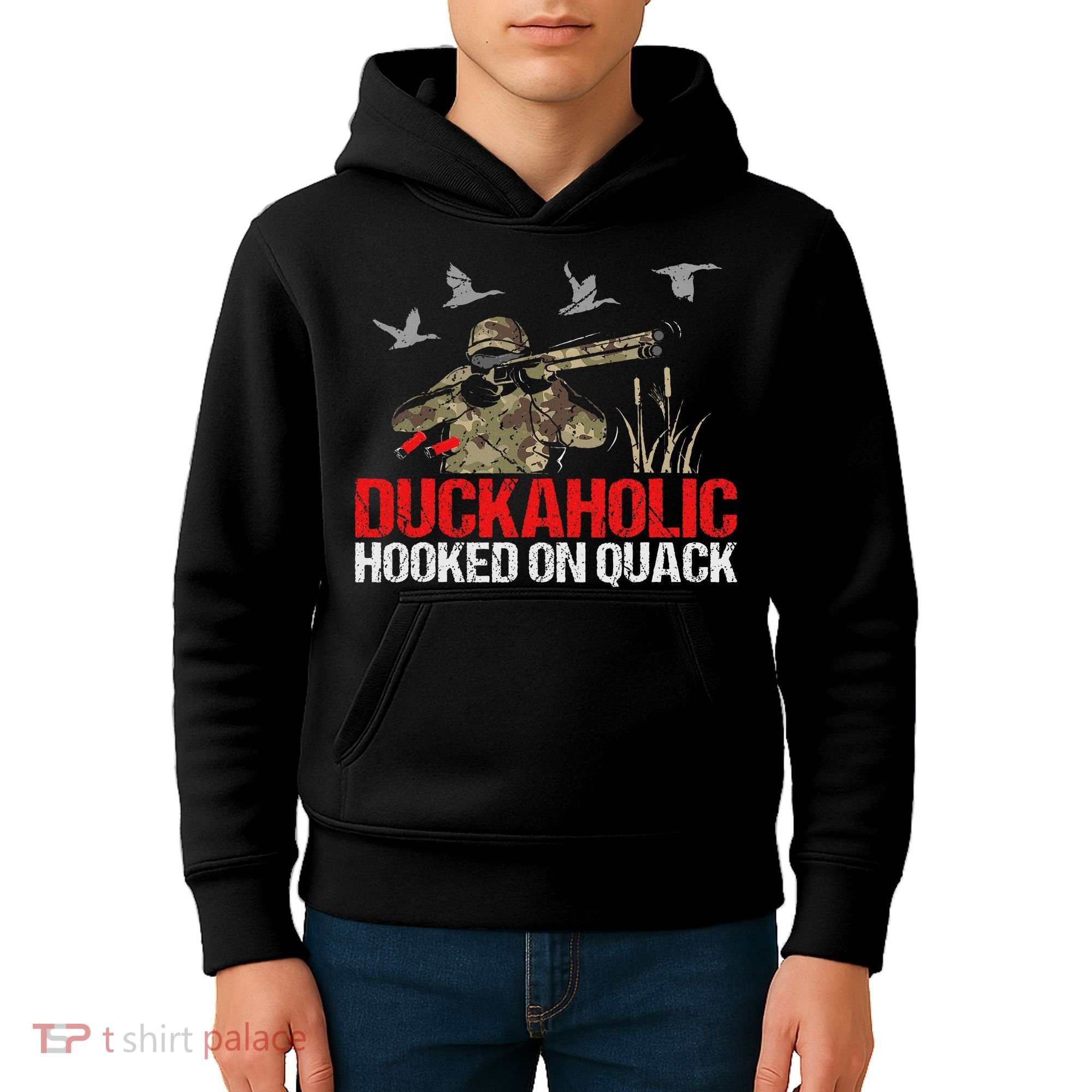 Duckoholic Hooked On Quack Funny Duck Hunting Hunter Gift Kids Hoodie