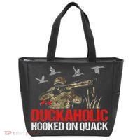 Duckoholic Hooked On Quack Funny Duck Hunting Hunter Gift Tote Bag thumb 0
