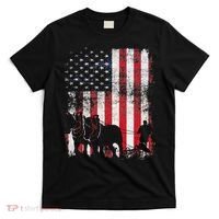 Draft Horse Patriotic American Flag Vintage Farmer T-Shirt thumb 0