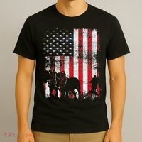 Draft Horse Patriotic American Flag Vintage Farmer T-Shirt thumb 3
