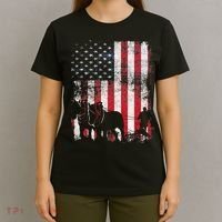 Draft Horse Patriotic American Flag Vintage Farmer T-Shirt thumb 4