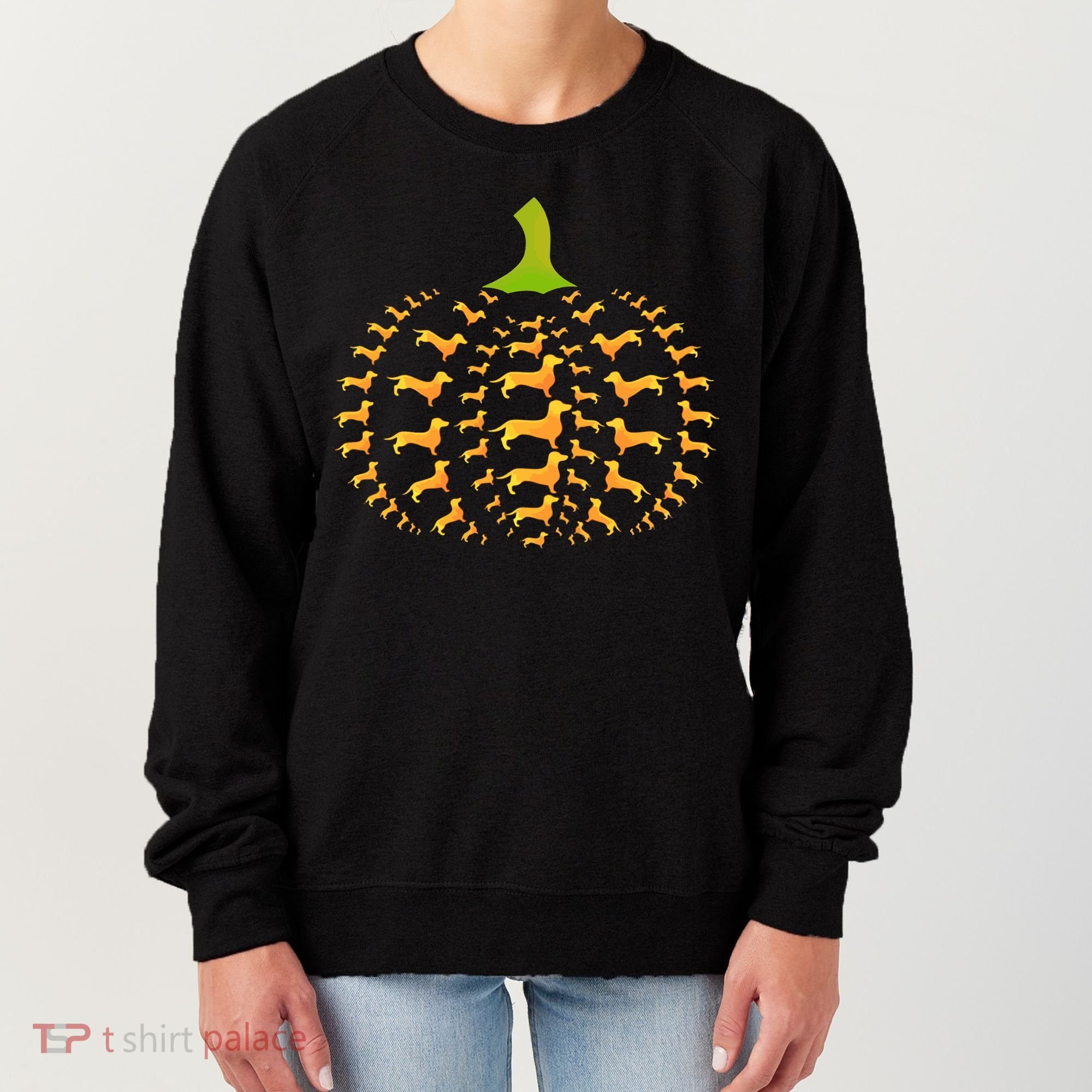 Dachshund Halloween Pumpkin Apple Animals Vegetables Friend Dog Women's Sweatshirt