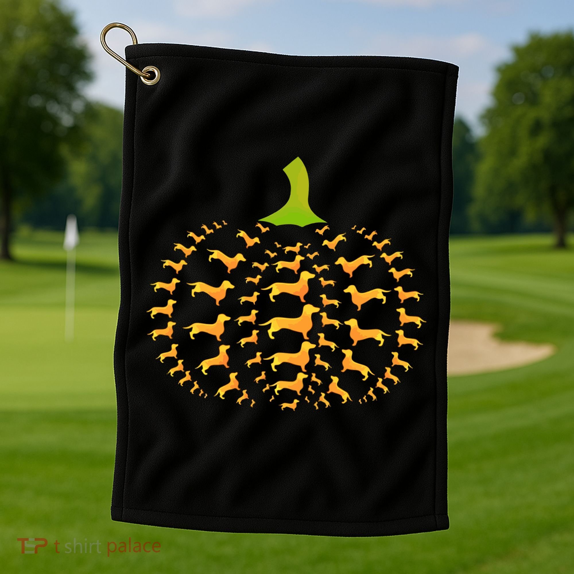 Dachshund Halloween Pumpkin Apple Animals Vegetables Friend Dog Golf Towel