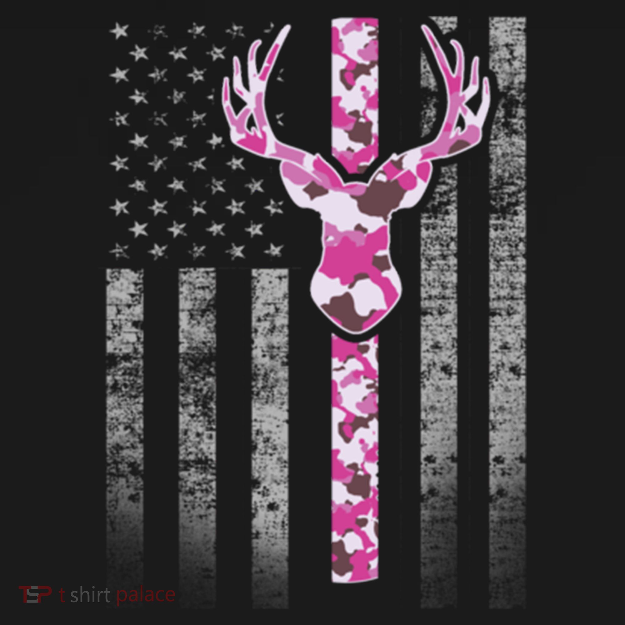 Deer Hunting Pink Camouflage Flag With Camo Deer Antlers Gift Bucket Hat