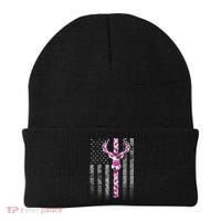 Deer Hunting Pink Camouflage Flag With Camo Deer Antlers Gift Beanie thumb 0
