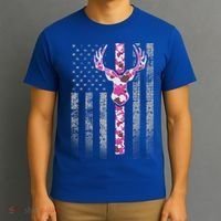 Deer Hunting Pink Camouflage Flag With Camo Deer Antlers Gift T-Shirt thumb 3