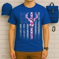 Deer Hunting Pink Camouflage Flag With Camo Deer Antlers Gift T-Shirt thumb 6