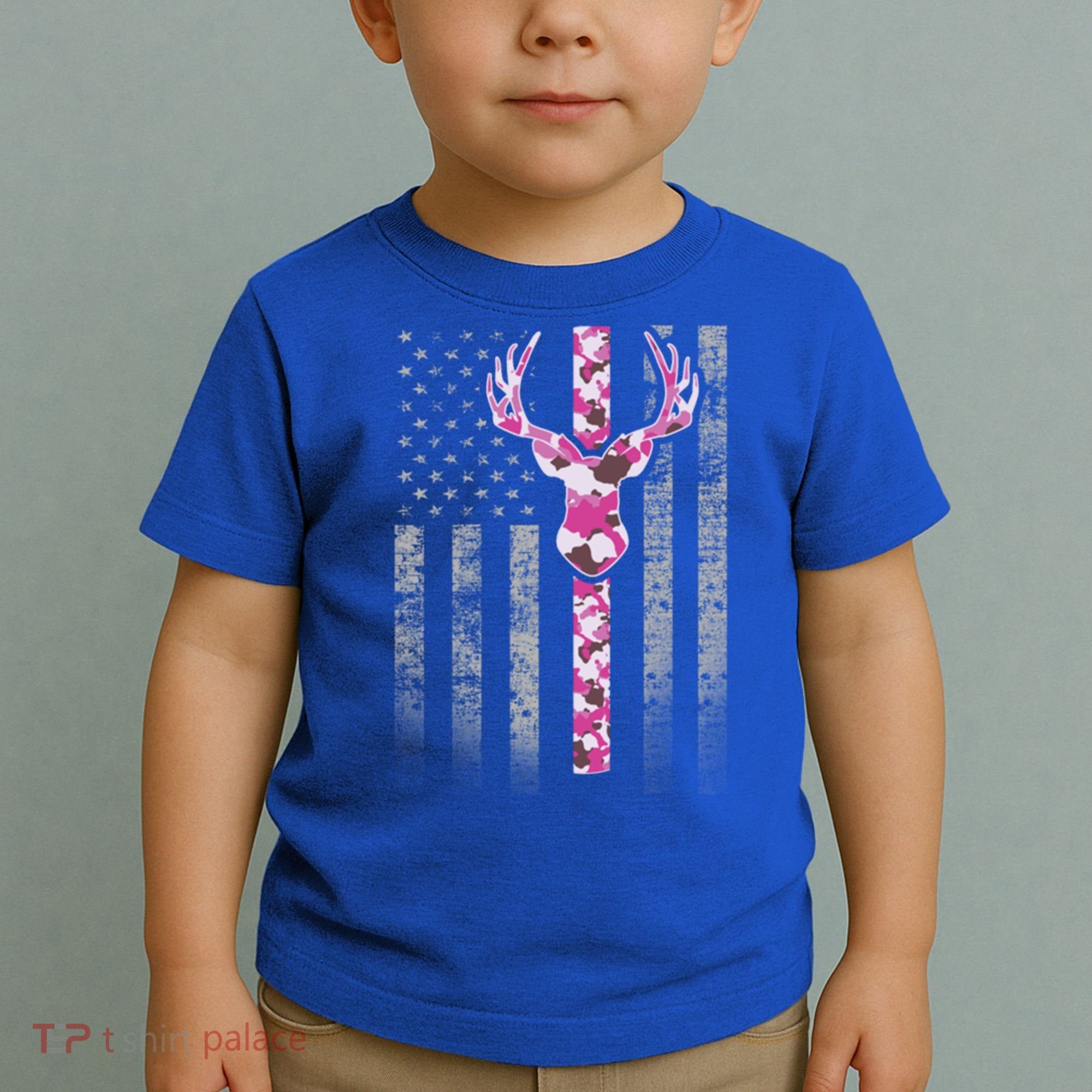 Deer Hunting Pink Camouflage Flag With Camo Deer Antlers Gift Toddler T-Shirt