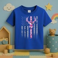 Deer Hunting Pink Camouflage Flag With Camo Deer Antlers Gift Toddler T-Shirt thumb 3