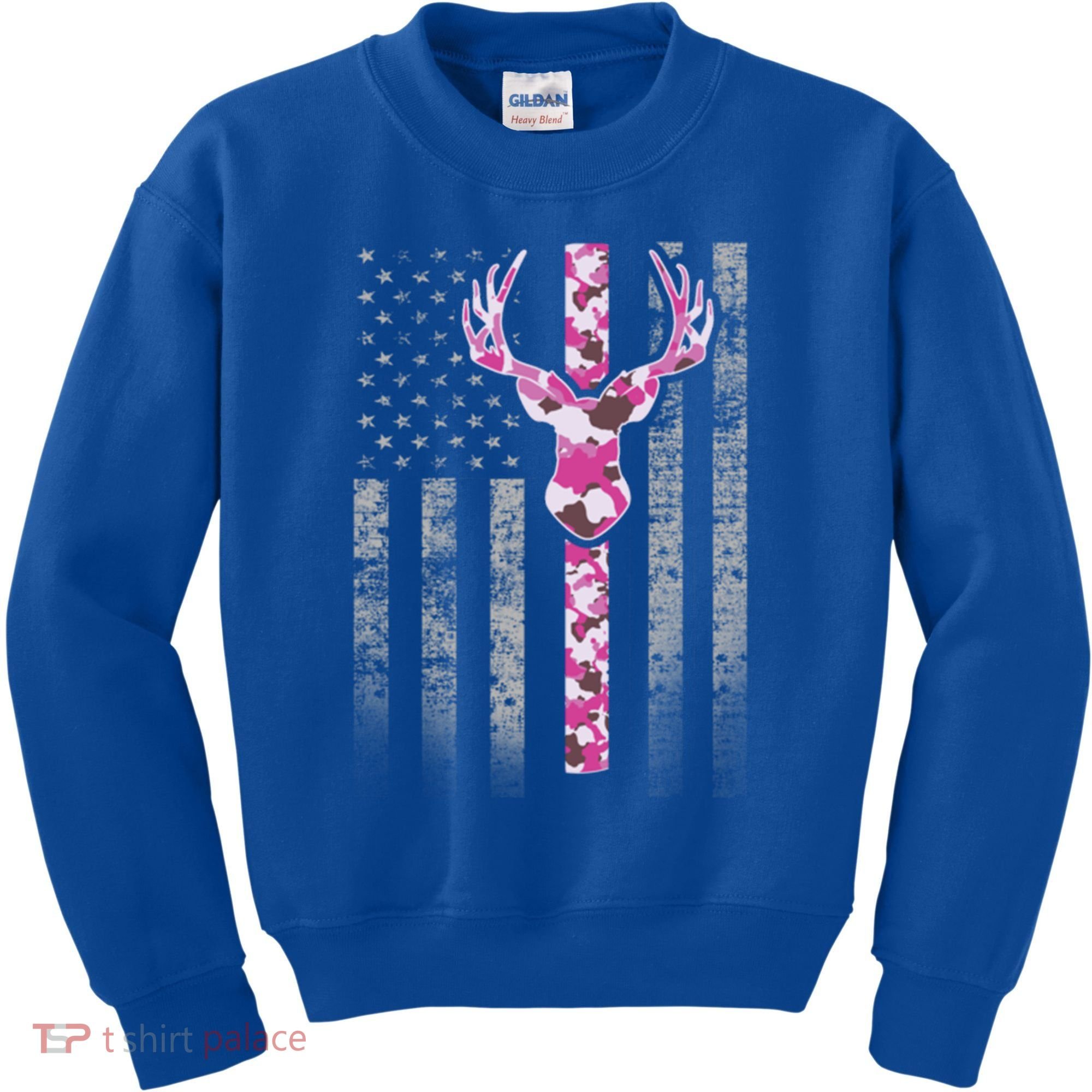 Deer Hunting Pink Camouflage Flag With Camo Deer Antlers Gift Kids Sweatshirt