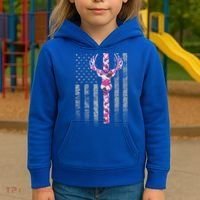 Deer Hunting Pink Camouflage Flag With Camo Deer Antlers Gift Kids Hoodie thumb 3