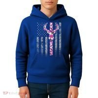 Deer Hunting Pink Camouflage Flag With Camo Deer Antlers Gift Kids Hoodie thumb 4