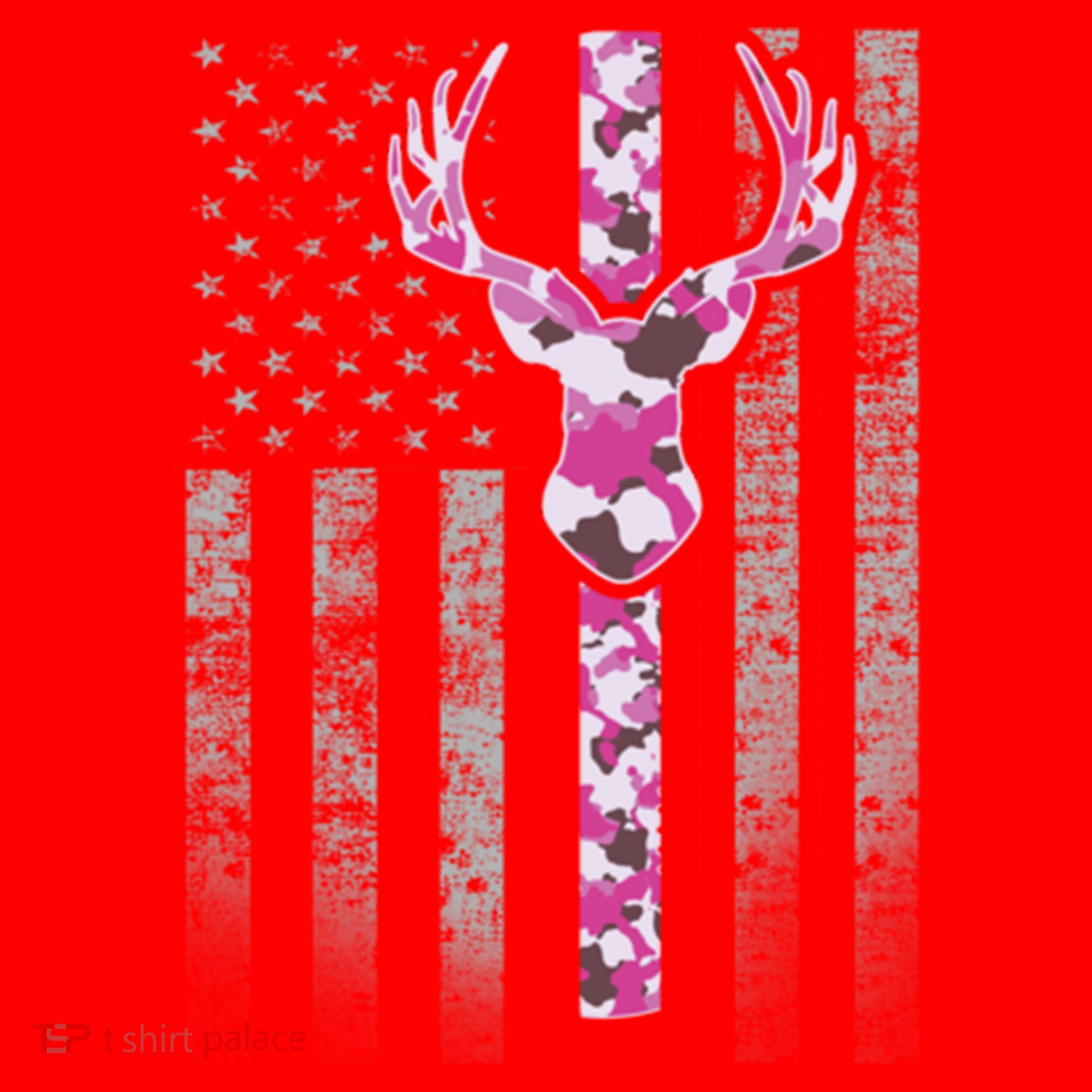 Deer Hunting Pink Camouflage Flag With Camo Deer Antlers Gift Santa Hat