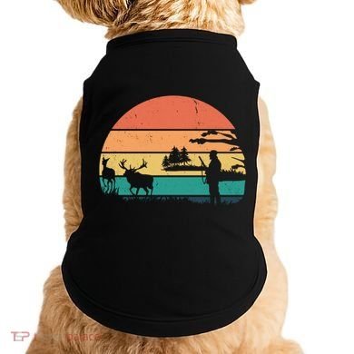 Deer Hunting Retro Sunset Nature Doggie Tank