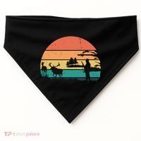 Deer Hunting Retro Sunset Nature USA-Made Doggie Bandana thumb 0