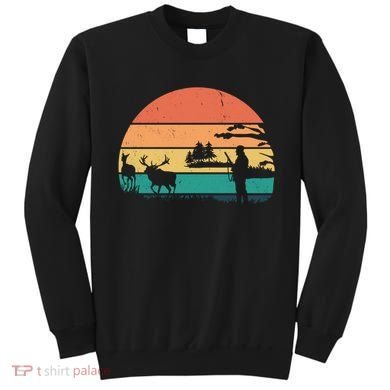 Deer Hunting Retro Sunset Nature Sweatshirt