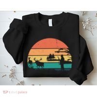 Deer Hunting Retro Sunset Nature Sweatshirt thumb 2