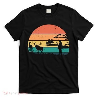 Deer Hunting Retro Sunset Nature T-Shirt