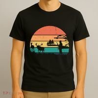 Deer Hunting Retro Sunset Nature T-Shirt thumb 3