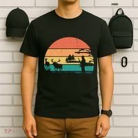 Deer Hunting Retro Sunset Nature T-Shirt thumb 6