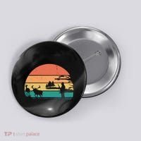 Deer Hunting Retro Sunset Nature Button thumb 0