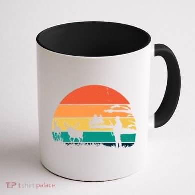 Deer Hunting Retro Sunset Nature Coffee Mug back