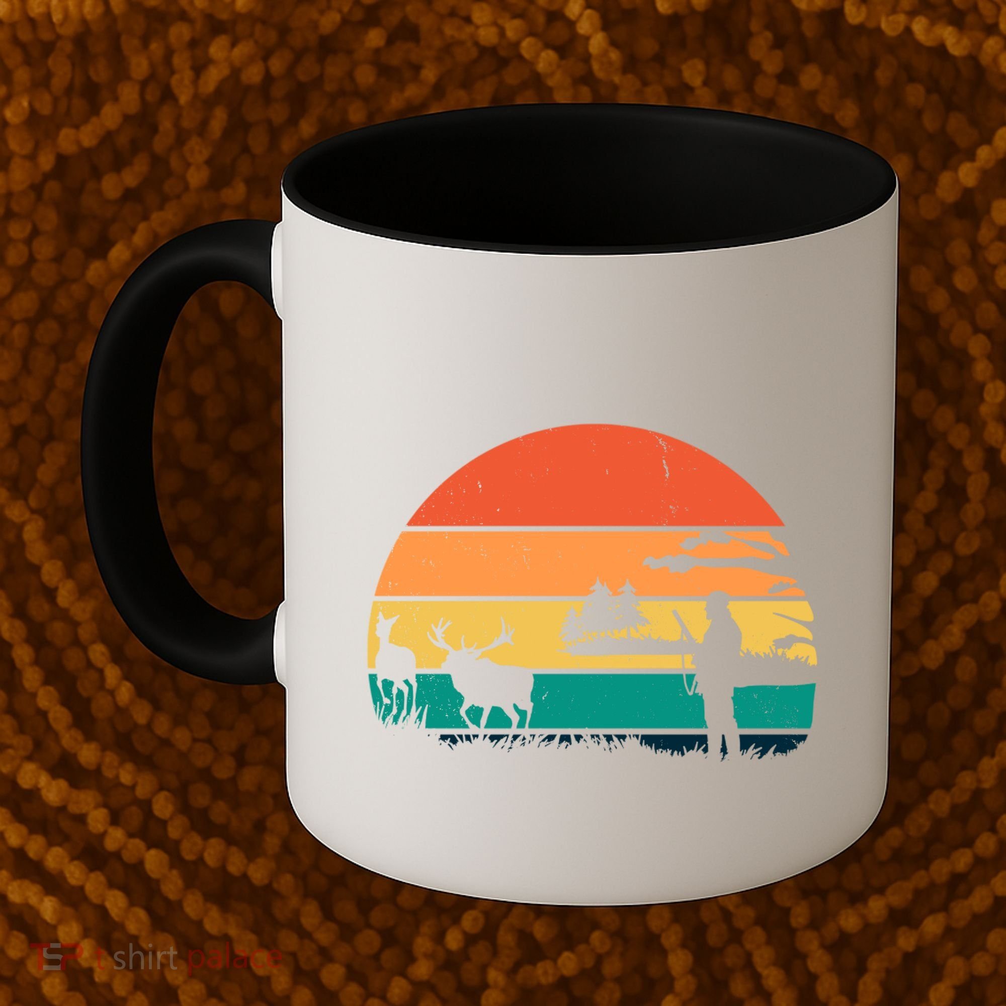 Deer Hunting Retro Sunset Nature Coffee Mug