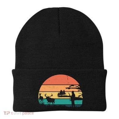 Deer Hunting Retro Sunset Nature Beanie