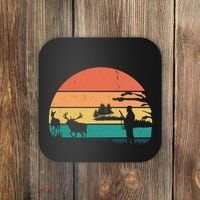 Deer Hunting Retro Sunset Nature Coaster thumb 0