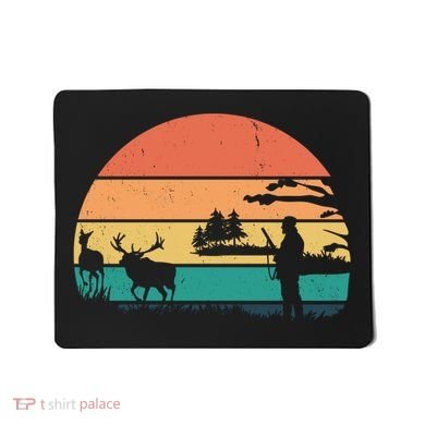 Deer Hunting Retro Sunset Nature Mousepad