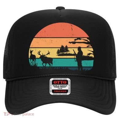 Deer Hunting Retro Sunset Nature Hat
