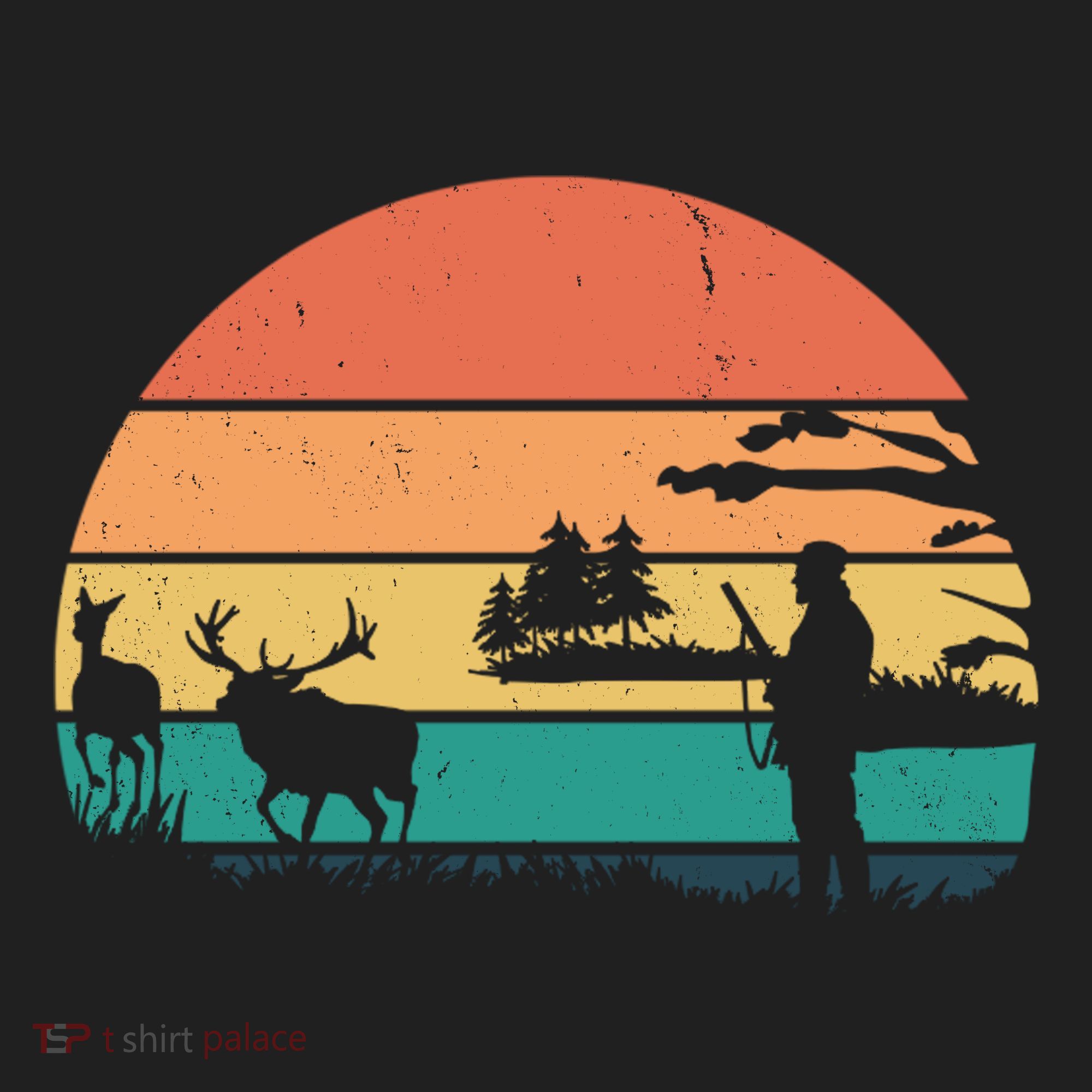 Deer Hunting Retro Sunset Nature Hat