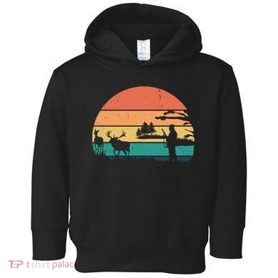 Deer Hunting Retro Sunset Nature Toddler Hoodie