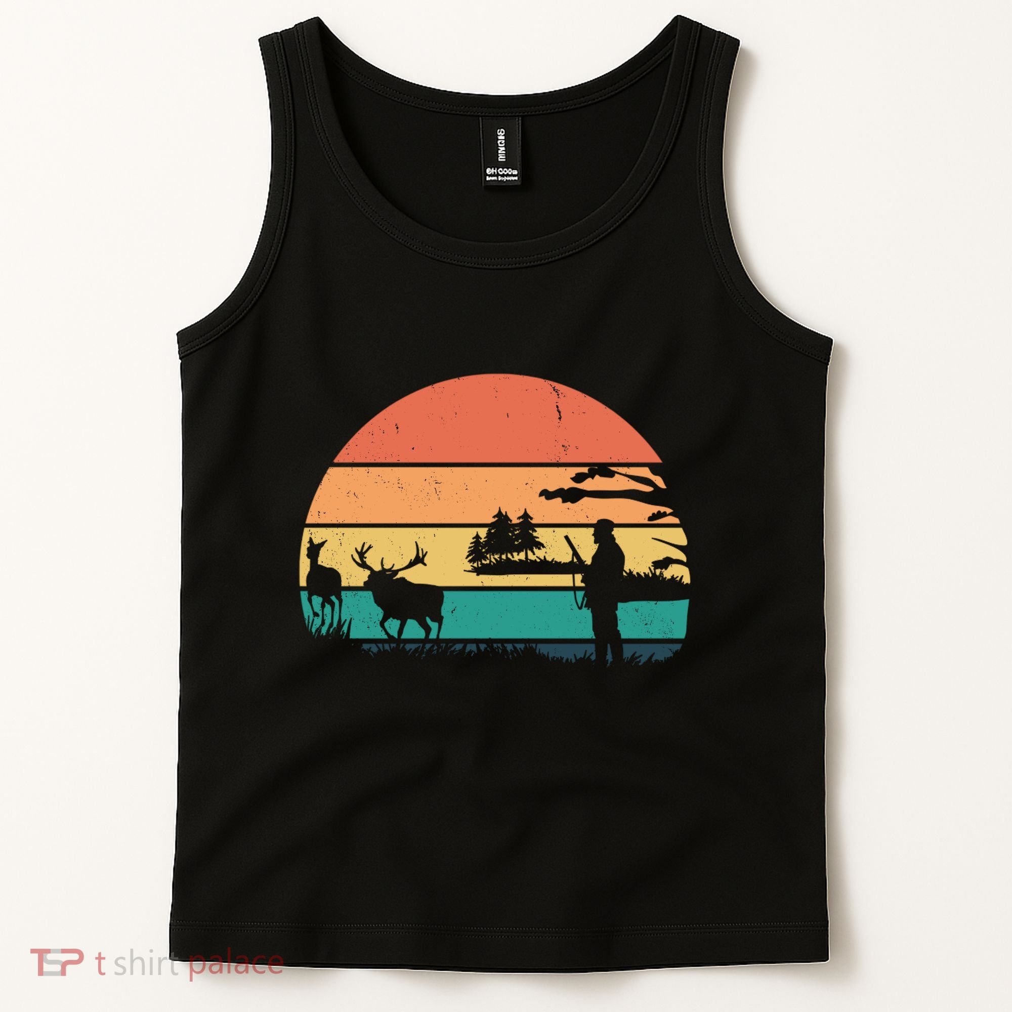 Deer Hunting Retro Sunset Nature Tank Top