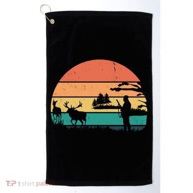 Deer Hunting Retro Sunset Nature Golf Towel