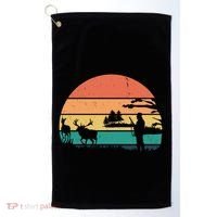 Deer Hunting Retro Sunset Nature Golf Towel thumb 0