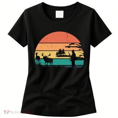 Deer Hunting Retro Sunset Nature Women's T-Shirt